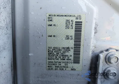 2010 Nissan Altima 2.5 from USA, damaged, VIN 1N4AL2AP1AN560820